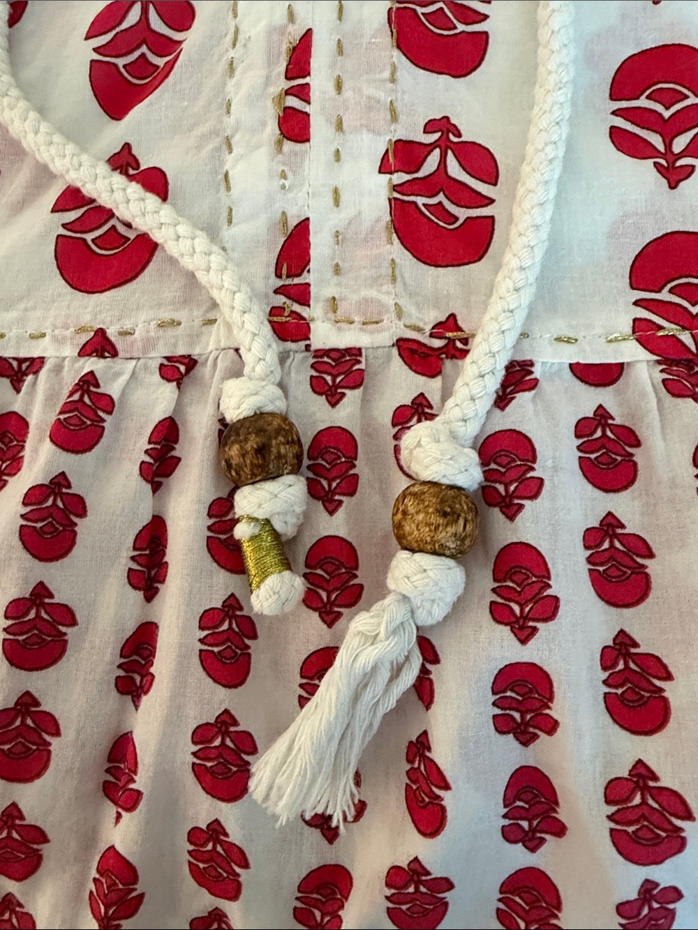 Women's Plus Size 1X CHELSEA & THEODORE DRESS in Red & White with GOLD Accents - Picture 6 of 10